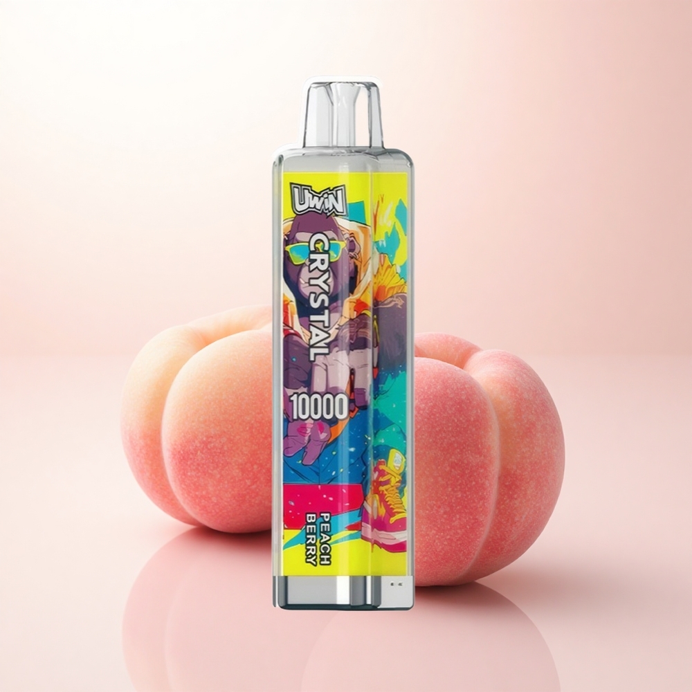 Uwin Crystal 10000 Puffs Peach Berry RGB with 650mAh and 0.8 Ohm mesh coil
