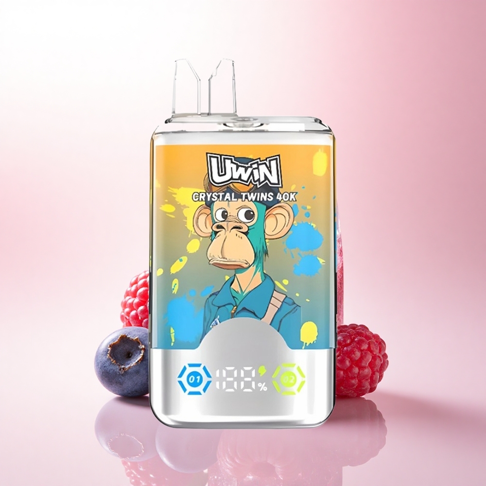 Uwin Crystal Twins 40000 Puffs Blueberry Raspberry Cherry Ice Dual Flavor 850mAh 32ml