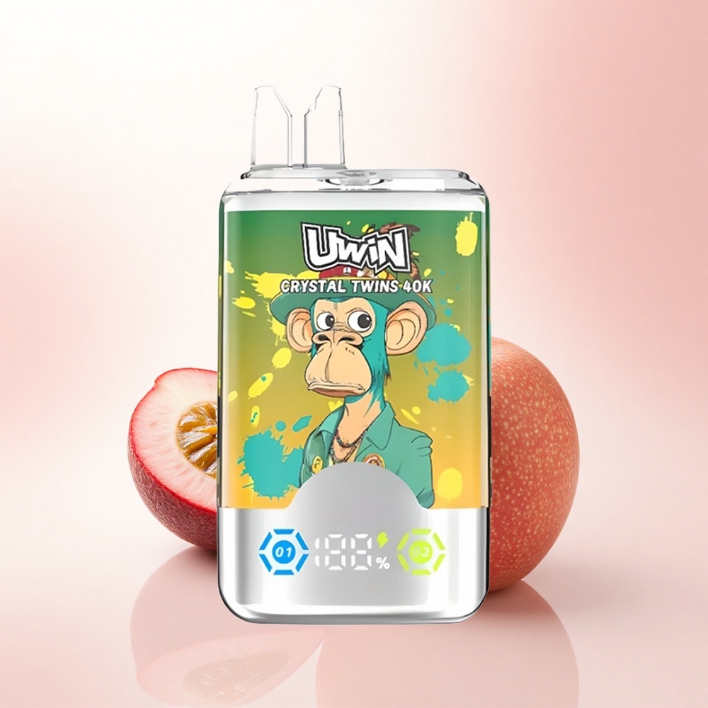 Uwin Crystal Twins 40000 Puffs Kiwi Passion Fruit Guava Two Apple 0.6 Ohm 850mAh 32ml