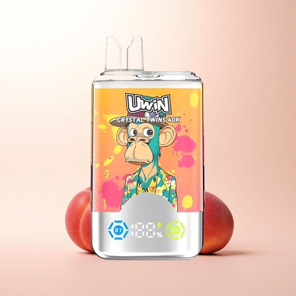 Uwin Crystal Twins 40000 Puffs Peach Mango Pineapple Dual Flavor Mesh Coil Red Bull