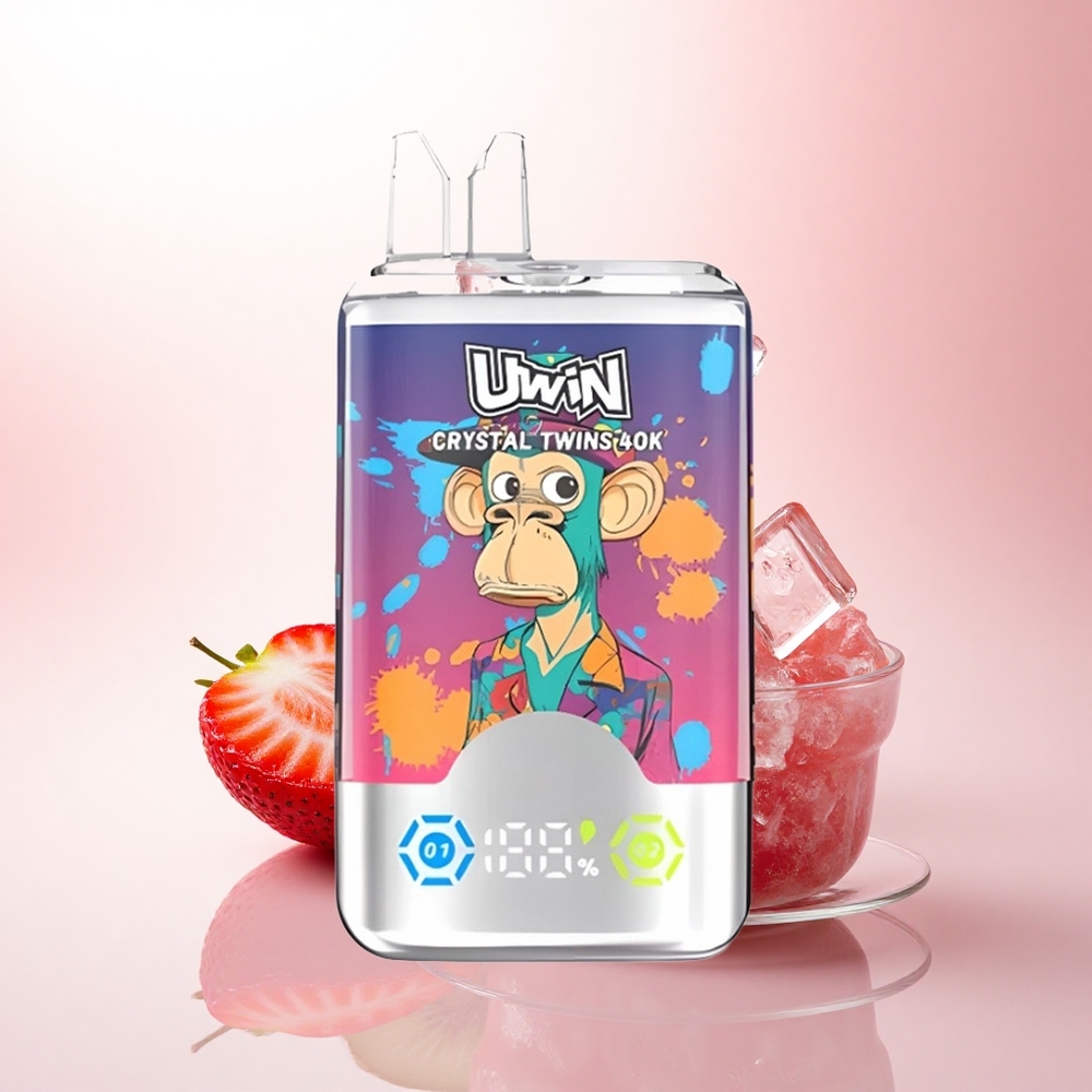 Uwin Crystal Twins 40000 Puffs Strawberry Kiwi Grape Ice Dual Flavor 850mAh 32ml