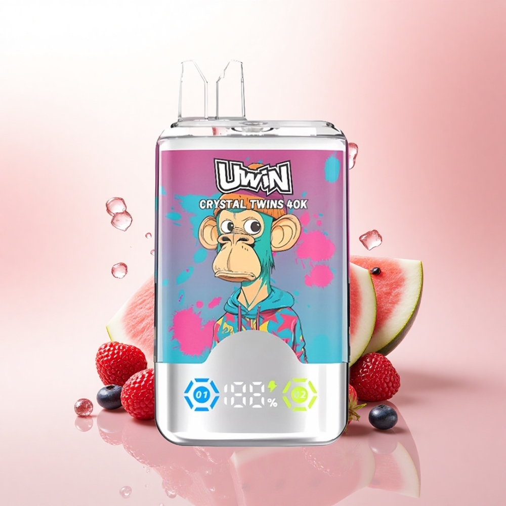 Uwin Crystal Twins 40000 Puffs Watermelon Ice Mixed Berries Dual Flavor 850mAh