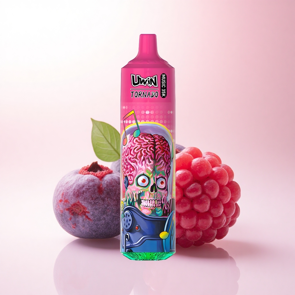 Uwin Tornado 35K Music Puffs Blueberry Raspberry 600mAh Rechargeable Nicotine 2%-5% Mesh Coil