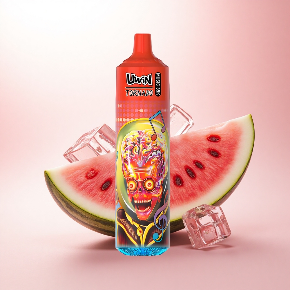 Uwin Tornado 35K Music Puffs Watermelon Ice Mesh 1.0 Ohm Nicotine 5% 600mAh