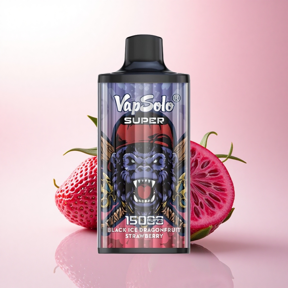Vapsolo Super 15000 Puffs Black Ice Dragonfruit Strawberry 40ml 850mAh Mesh Coil