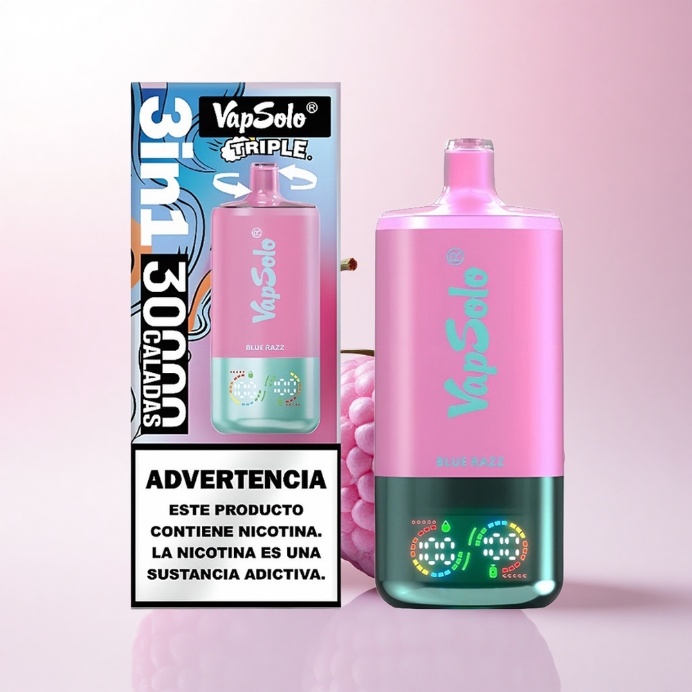 Vapsolo Triple 30000 Puffs Blue Razz Triple 40ml 50mg Nicotine Type-C
