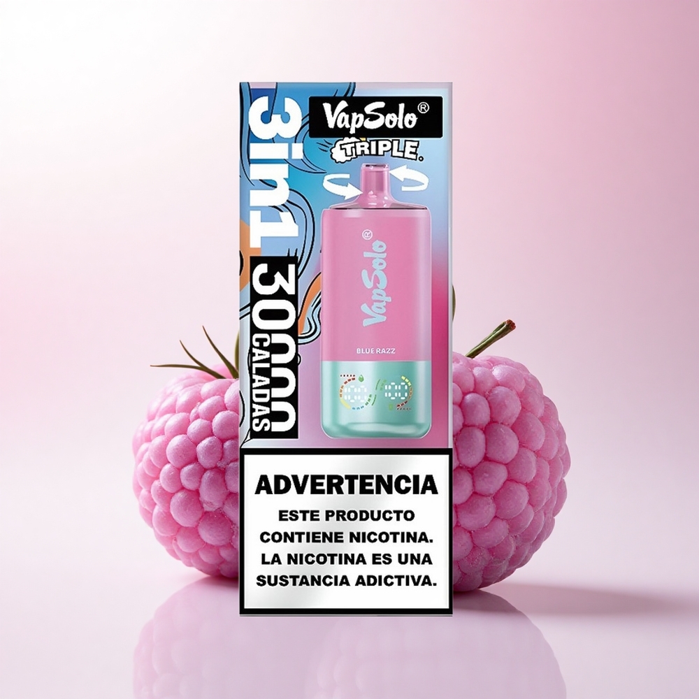 Vapsolo Triple 30000 Puffs Blue Razz Triple 40ml 50mg Nicotine Type-C