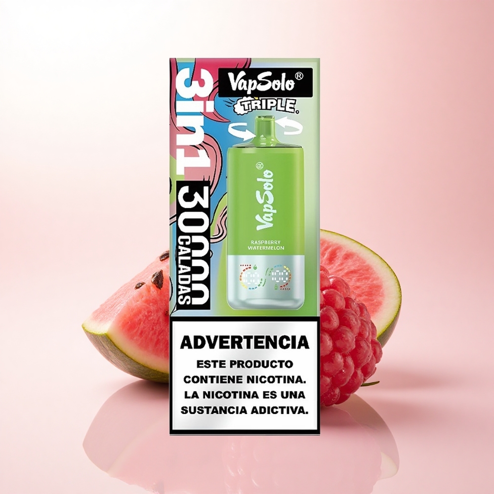 Vapsolo Triple 30000 Puffs Raspberry Watermelon 40ml Type-C 20mg Nicotine