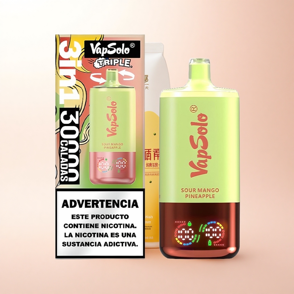 Vapsolo Triple 30000 Puffs Sour Mango Pineapple Type-C 40ml Nicotine
