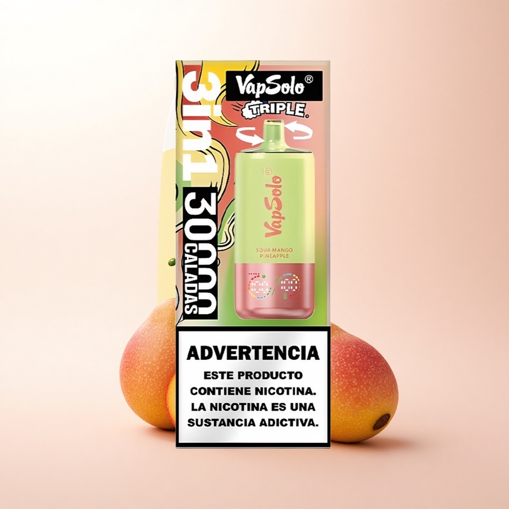 Vapsolo Triple 30000 Puffs Sour Mango Pineapple Type-C 40ml Nicotine