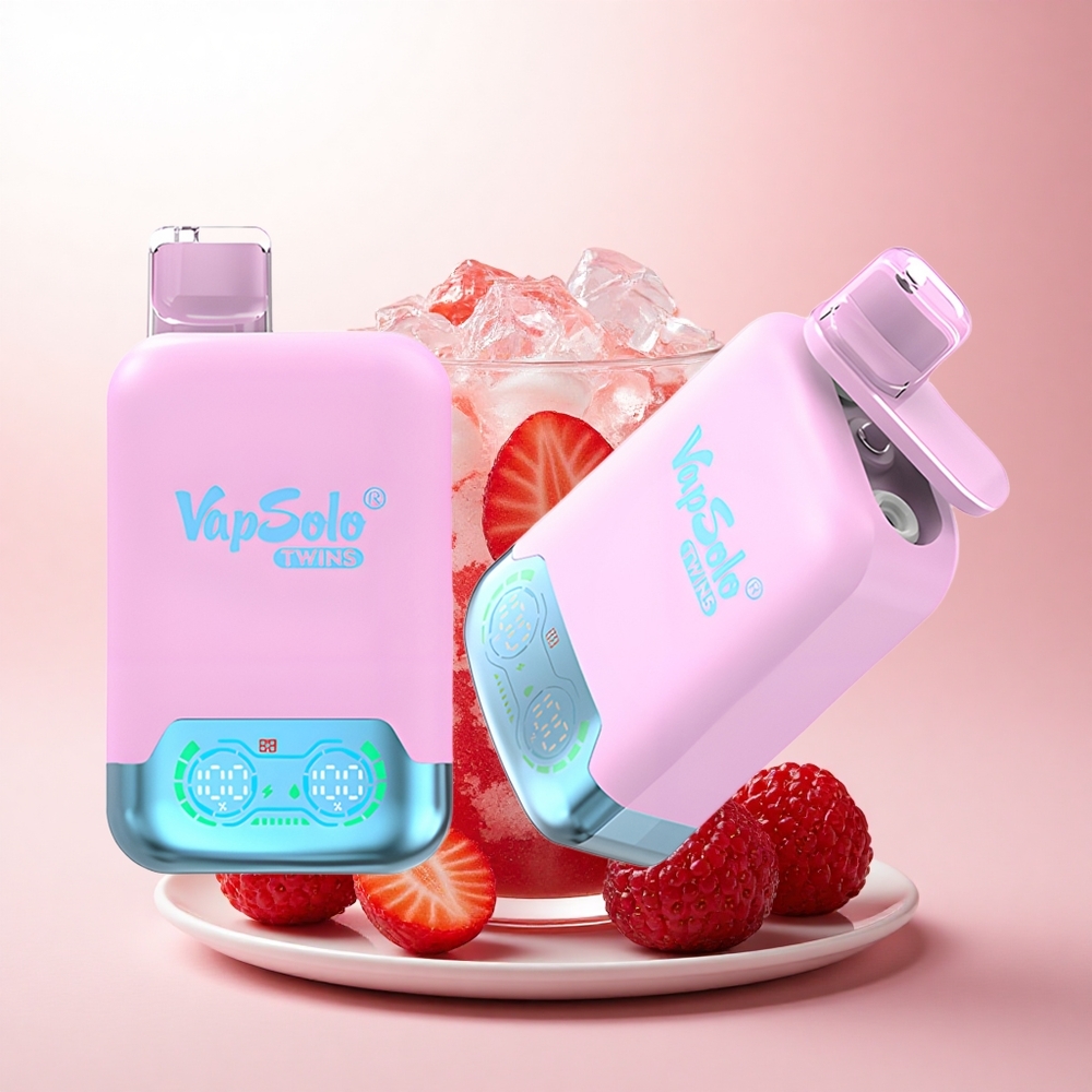 Vapsolo Twins 20000 Puffs Black Ice Dragon Fruit Strawberry & Raspberry Watermelon 40ml Dual Tank Nicotine 20mg/ml