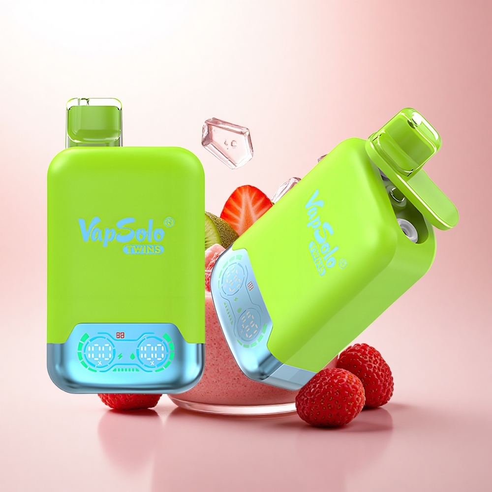 Vapsolo Twins 20000 Puffs Strawberry Kiwi & Strawberry Raspberry Cherry Ice 40ml 20mg Nicotine Type-C