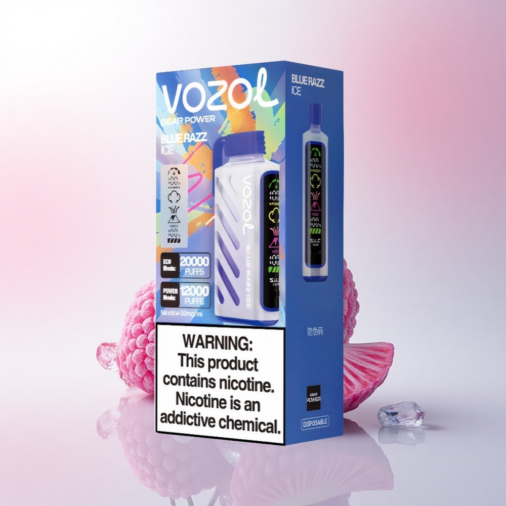 VOZOL Gear Power 20000 Puffs Blue Razz Ice with Dual Mesh Coil & 20mL Liquid