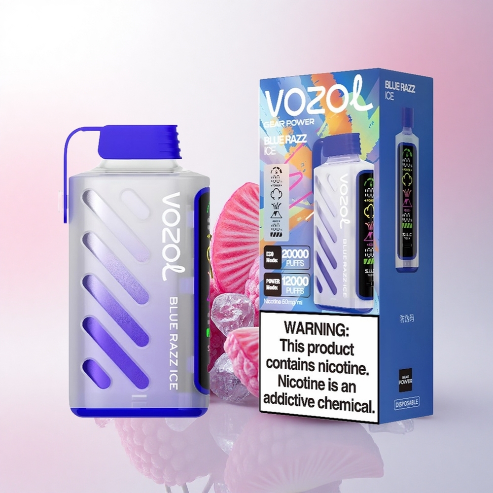 VOZOL Gear Power 20000 Puffs Blue Razz Ice with Dual Mesh Coil & 20mL Liquid