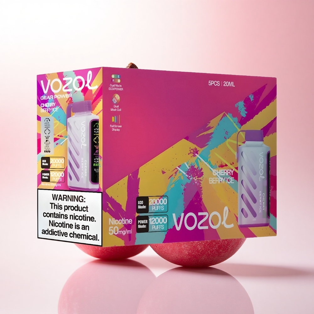 VOZOL Gear Power 20000 Puffs Cherry Berry Ice Dual Mesh 20mL 5% Nicotine