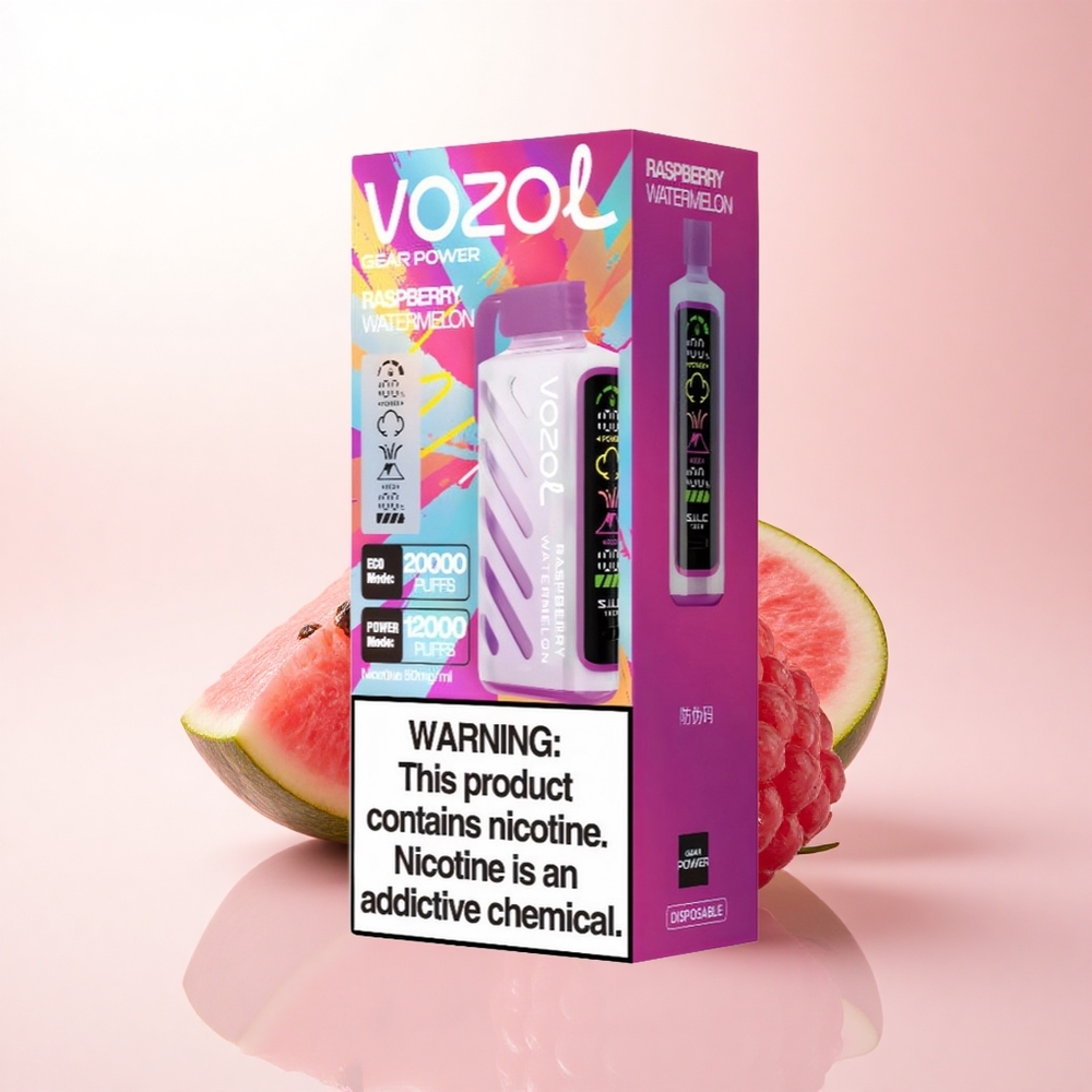 VOZOL Gear Power 20000 Puffs Raspberry Watermelon Dual Mesh 20mL 5% Nicotine