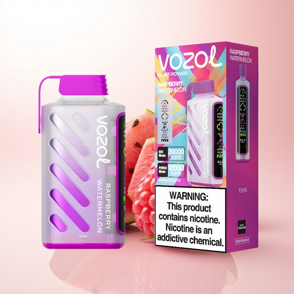 VOZOL Gear Power 20000 Puffs Raspberry Watermelon Dual Mesh 20mL 5% Nicotine