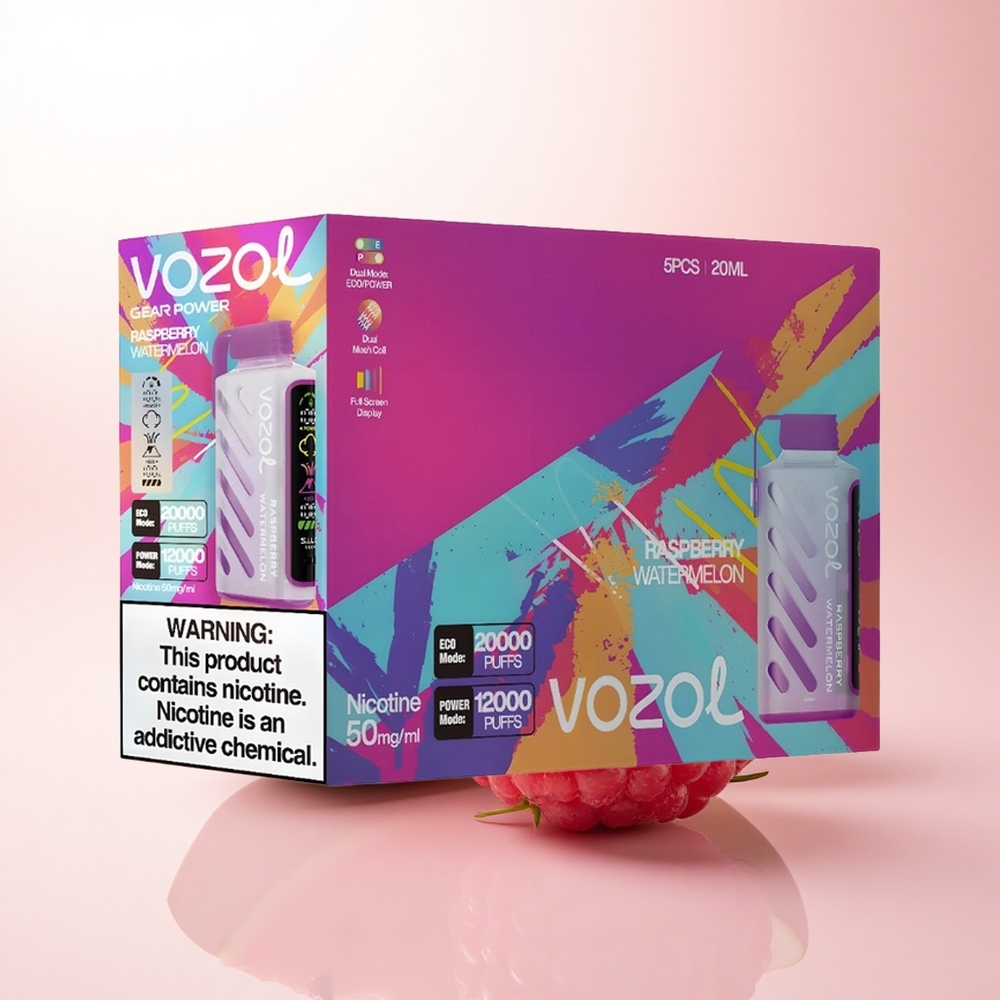 VOZOL Gear Power 20000 Puffs Raspberry Watermelon Dual Mesh 20mL 5% Nicotine
