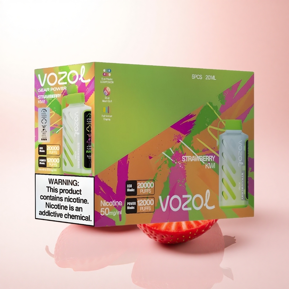 VOZOL Gear Power 20000 Puffs Strawberry Kiwi Dual Mesh 20mL 5% Nicotine