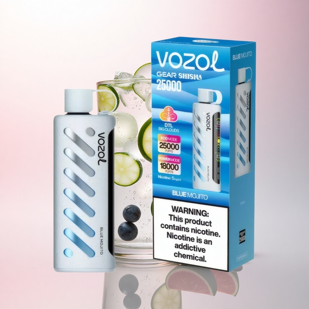 VOZOL Gear Shisha 25000 Puffs Blue Mojito Dual Mesh 1000mAh 5mg Nicotine