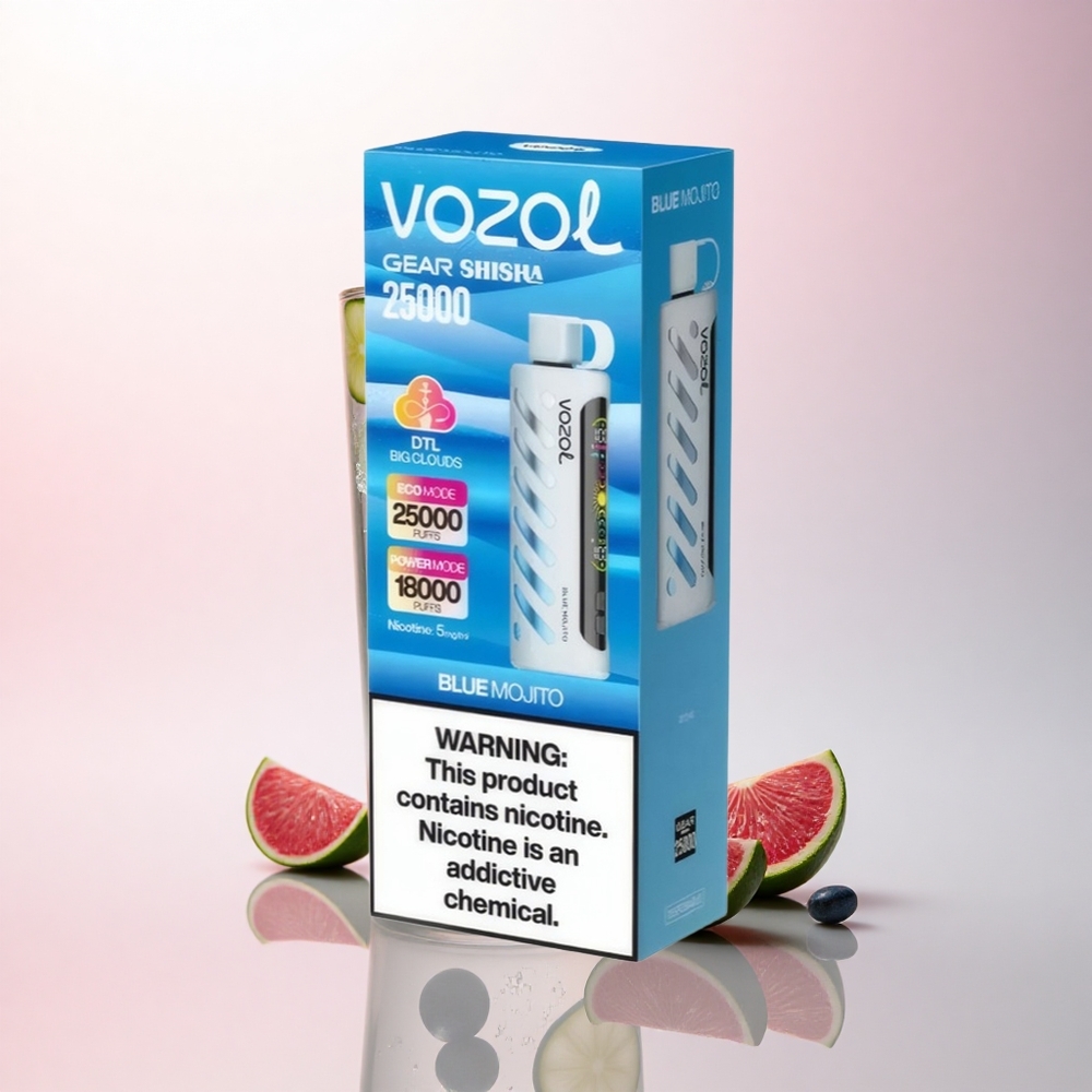 VOZOL Gear Shisha 25000 Puffs Blue Mojito Dual Mesh 1000mAh 5mg Nicotine
