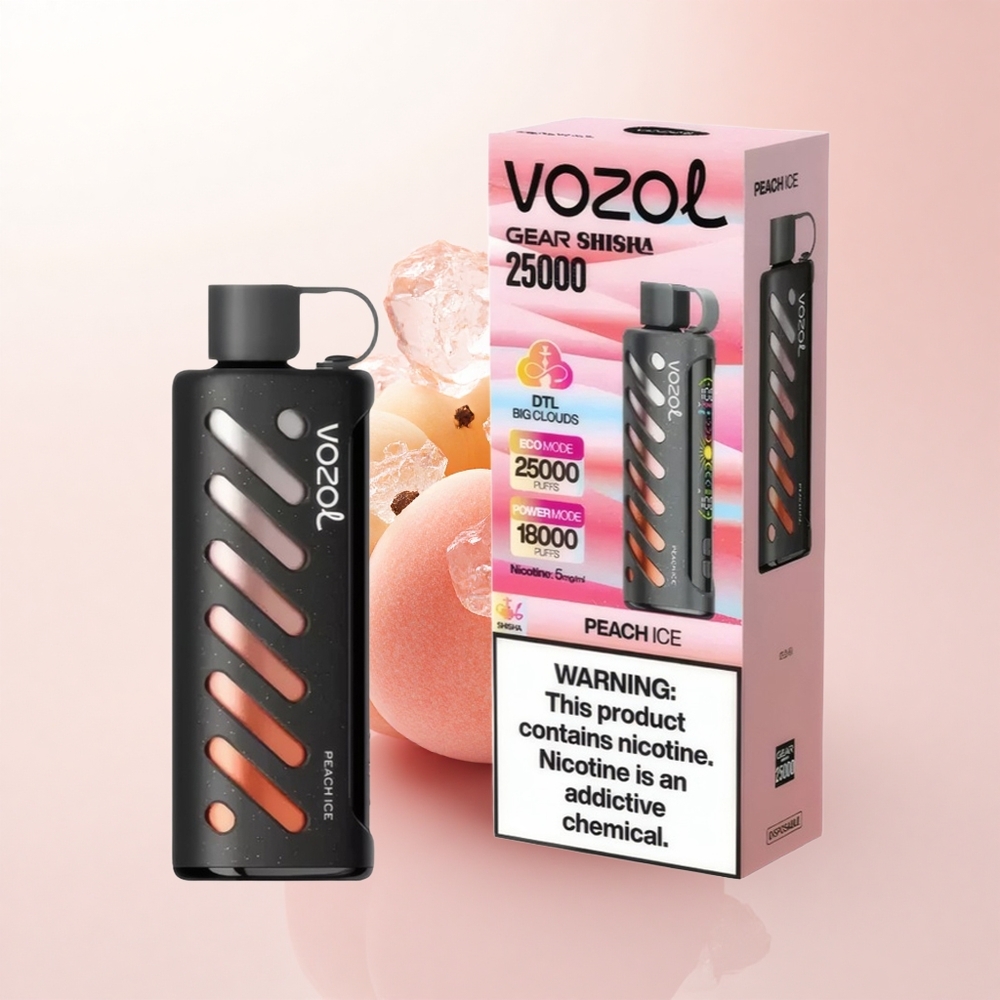 VOZOL Gear Shisha 25000 Puffs Peach Ice with Dual Mesh and 1000mAh