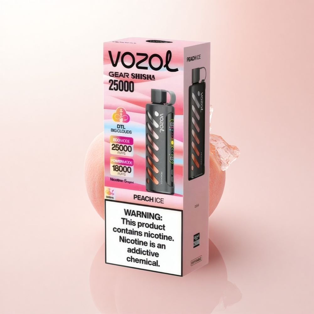 VOZOL Gear Shisha 25000 Puffs Peach Ice with Dual Mesh and 1000mAh
