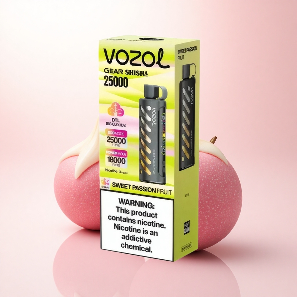 VOZOL Gear Shisha 25000 Puffs Sweet Passion Fruit Dual Mesh 5mg Nicotine 1000mAh