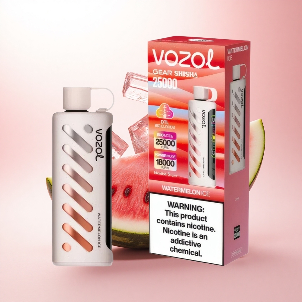 VOZOL Gear Shisha 25000 Puffs Watermelon Ice Dual Mesh 5mg Nicotine 1000mAh