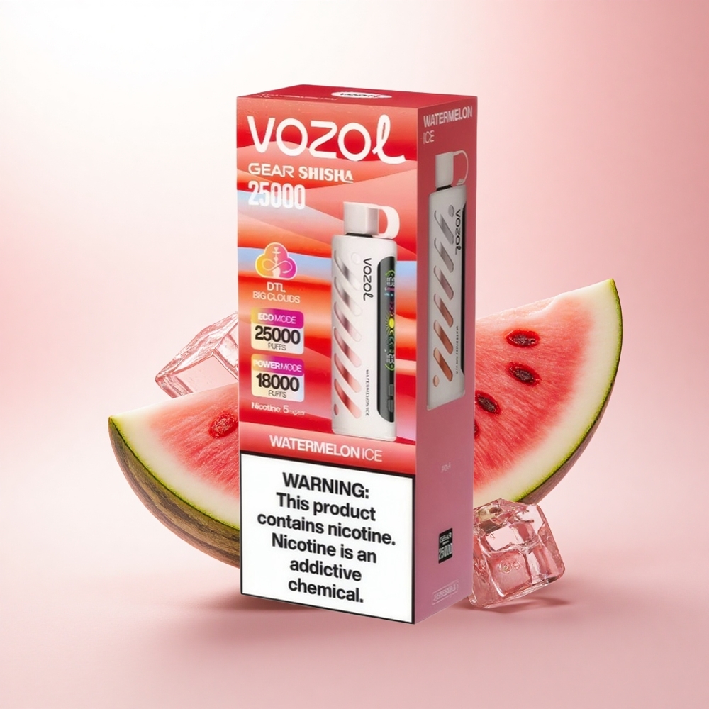 VOZOL Gear Shisha 25000 Puffs Watermelon Ice Dual Mesh 5mg Nicotine 1000mAh
