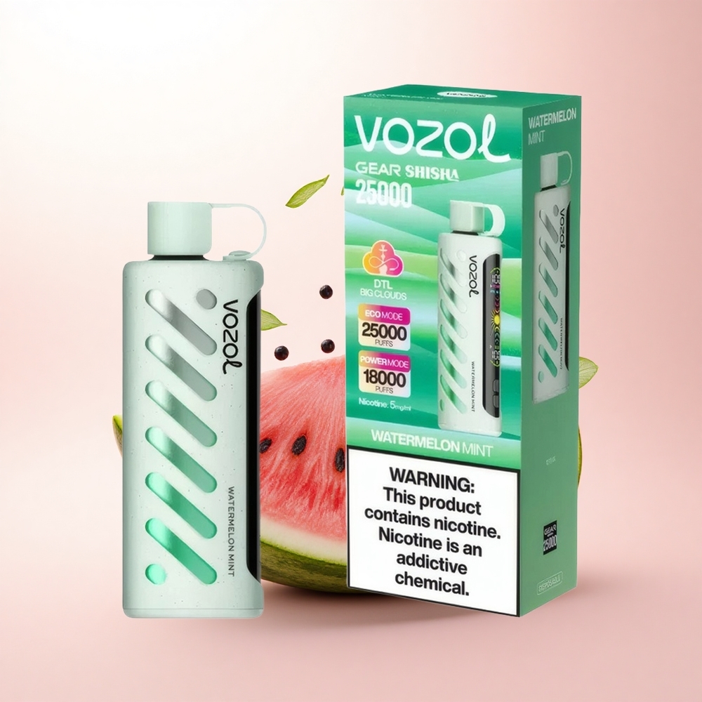 VOZOL Gear Shisha 25000 Puffs Watermelon Mint Dual Mesh 5mg Nicotine